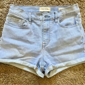 PacSun “The Shortie” Pale Blue High-Rise Rolled Hem Denim Shorts